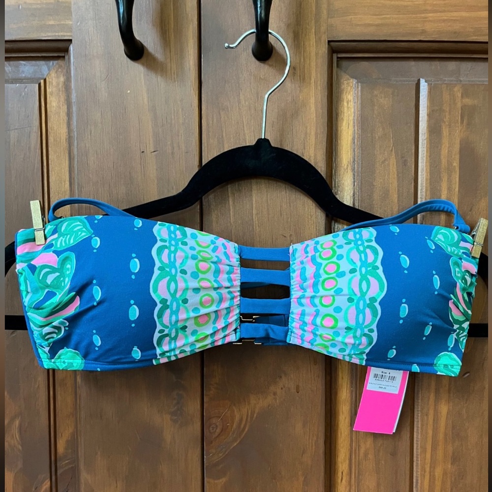 Lily Pulitzer, Macaw Blue, two-piece swimsuit set, Size 6